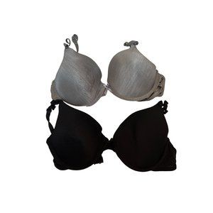 Secret Treasures Gray, Black Padded Bras Bra Set Women's Size 36B Medium Womens